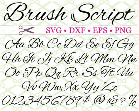 Brish Script Svg Font Cricut And Silhouette Files Svg Dxf Eps Png