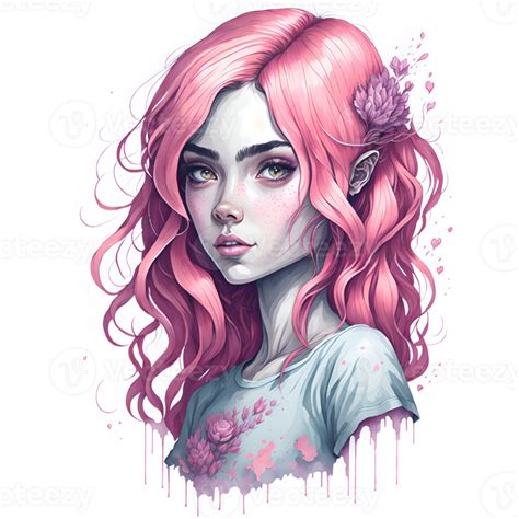 Watercolor Illustration Pink Girl Png Design Generative Ai 27248774 Png