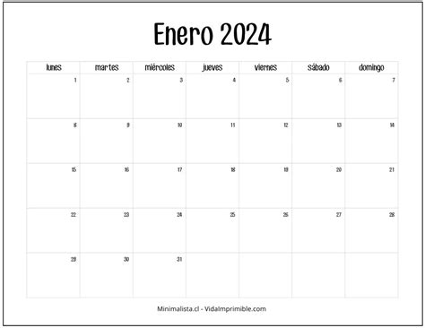 Calendarios 2024 Para Imprimir Descarga Gratis Minimalista
