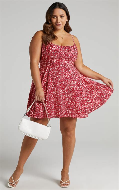 summer jam sweetheart mini dress in red floral print showpo dresses mini dress plus size