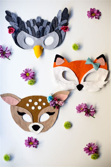 No Sew Free Felt Animal Mask Patterns Flax And Twine Craft Diy