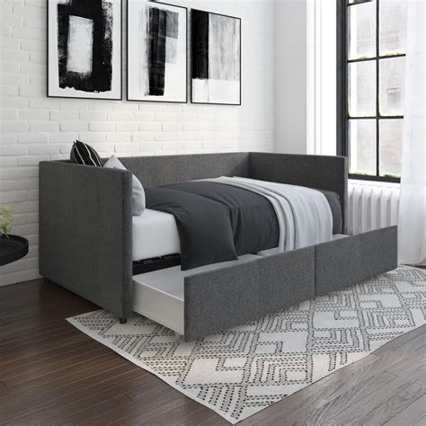 Desert Fields Daybed With Storage Twin Size Frame Gray Linen
