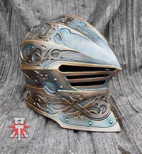 Gothic Knight Helmet Larp And Cosplay Armor Fantasy Warrior Armor Cuirass Bracers Helmet