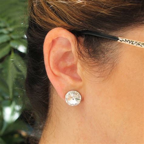 Clear Crystal Stud Earrings Large European Clear Post Earrings Etsy