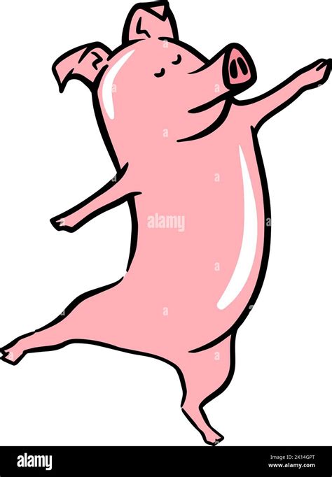 Color Hand Drawn Dancing Pig Stock Vector Image And Art Alamy