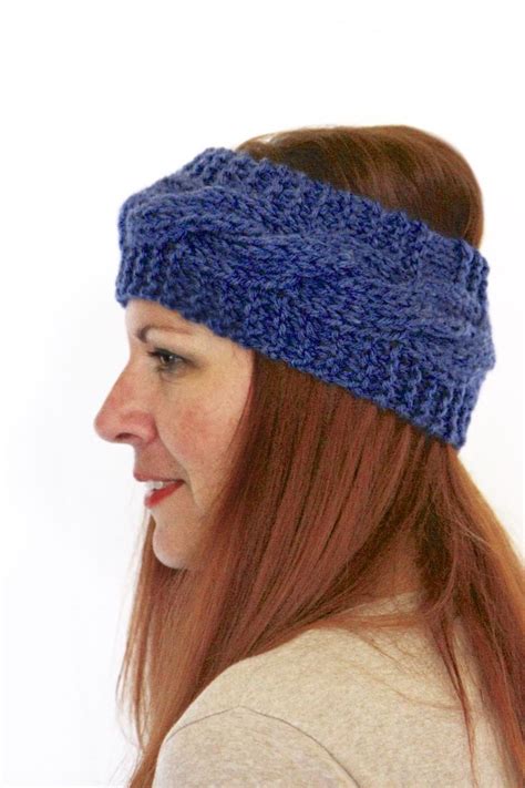 Denim Headband Knit Headband Winter Headband Knit Etsy Knitted