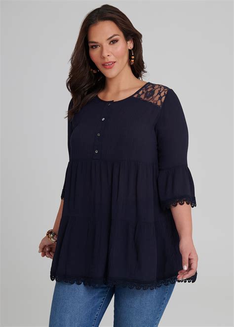 Sea Lace Blouse In Navy In Sizes 12 To 24 Taking Shape New Zealand