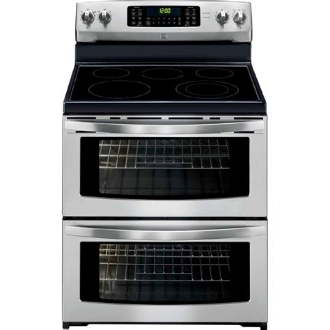 While not as stylish as some, you can upgrade to stainless steel for an additional $200. Kenmore - 97213 - 7.2 cu. ft. Double-Oven Electric Range w ...