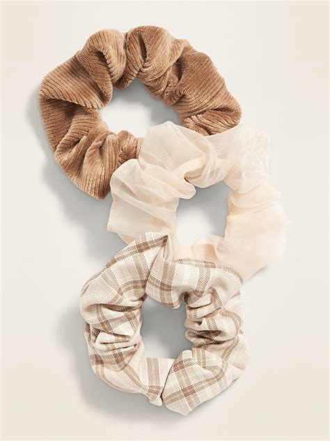 Pack Includes 3 Elasticized Hair Scrunchies Each In A Different Color