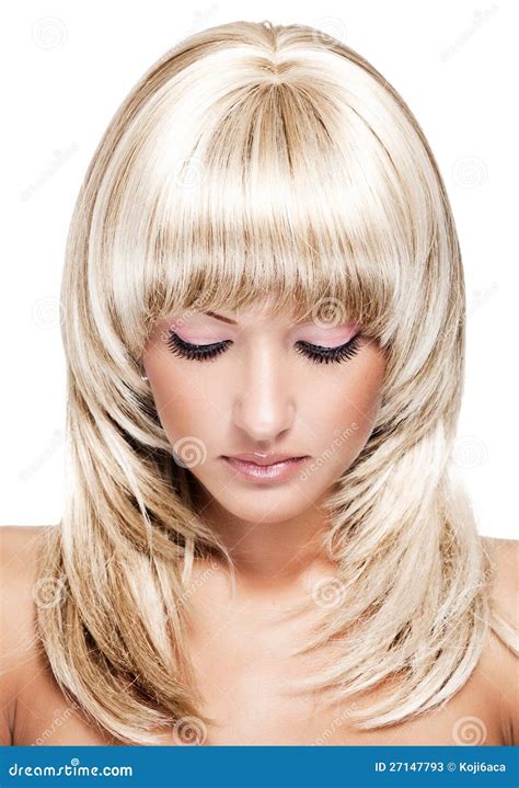 Beautiful Blonde Woman With Long Shiny Hair Stock Image Image Of