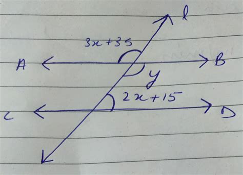 in this figure ab cd and l is the transversal then calculate rhe value of x
