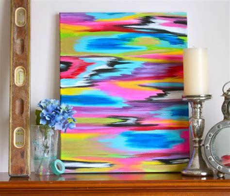 Multi Colored Abstract Ikat Painting 16 X 20 Etsy Ikat Painting