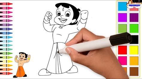 How To Draw And Paint Chotta Bheem Or Mighty Little Bheem Lets Draw