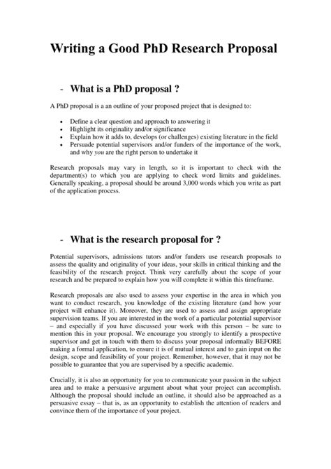 Printable Pdf Writing A Good Phd Research Proposal Phd Research