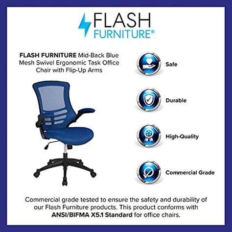 Flash Furniture Mid Back Blue Mesh Swivel Ergonomic Task Office Chair