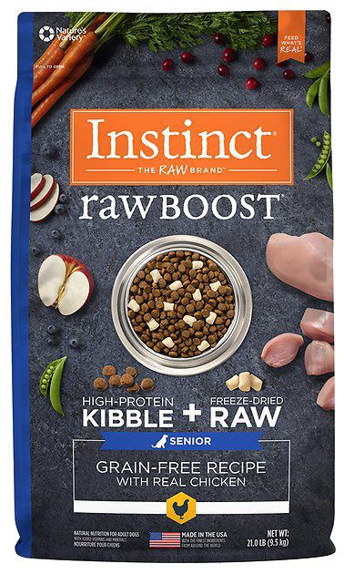 All natural ingredients to keep your dog happy, healthy and strong. Instinct by Nature's Variety Raw Boost Senior Grain-Free ...