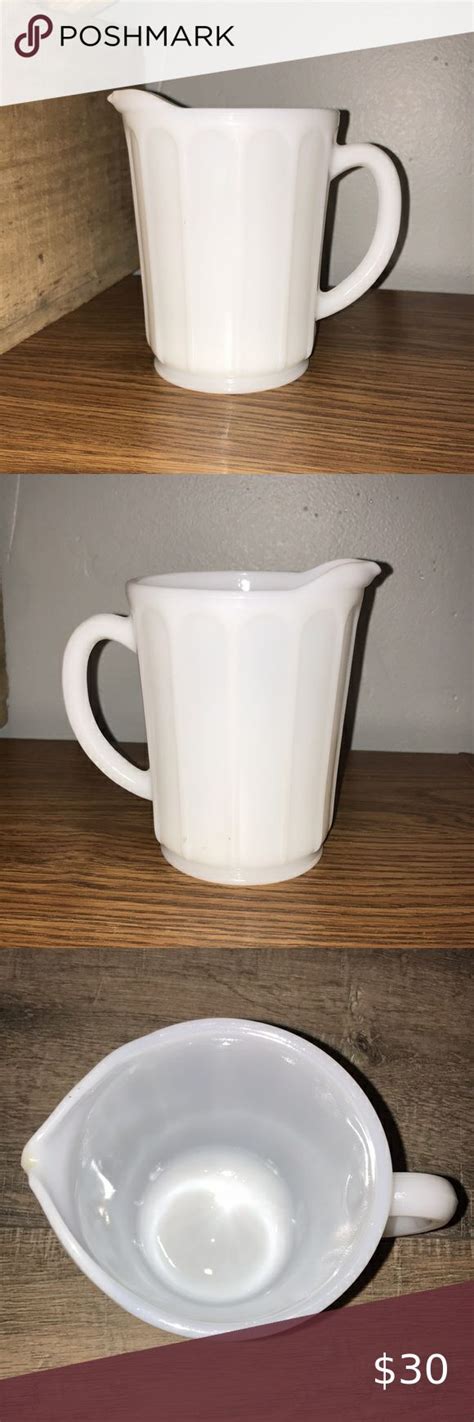 Vintage Hazel Atlas White Milk Glass Coffee Creamer Pitcher Jug Jar