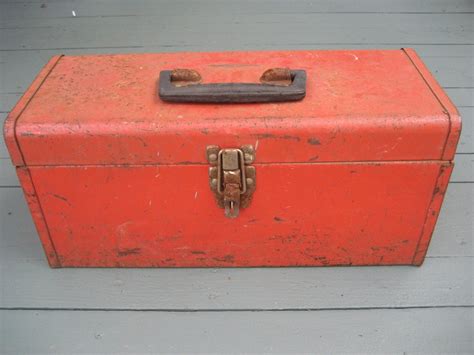Rustic Rusty Red Industrial Metal Tool Box By Gngsvintage On Etsy