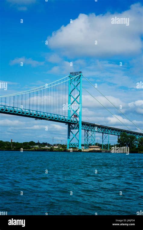 The Ambassador Bridge Spans The Detroit River Between Windsor Ontario Canada And Detroit
