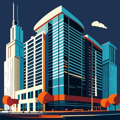 Premium Vector Corporate Building In Light Blue Vector Illustration