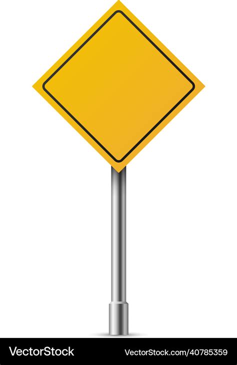 Realistic Road Sign Yellow Diamond Shape Warning Vector Image