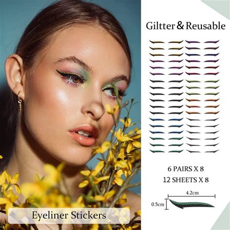 36 Pairs Glitter Eyeliner Stickers Instant Eyeliner Stickers Self