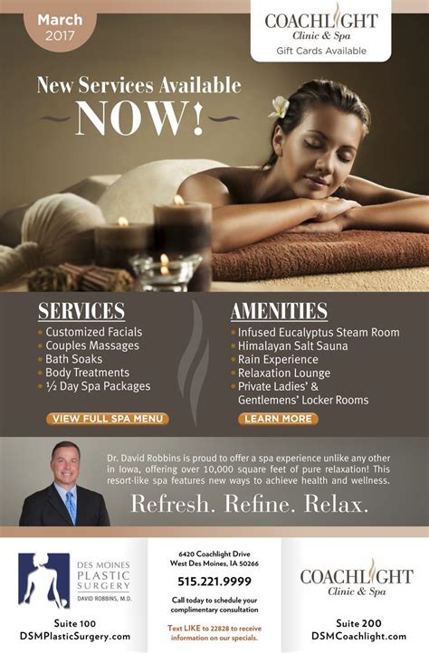 coachlight clinic and spa march monthly special spa specials spa t card spa packages