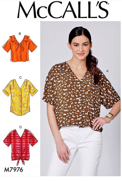 Sewing Pattern Womens Loose Fit Tops Pattern Misses Front Button