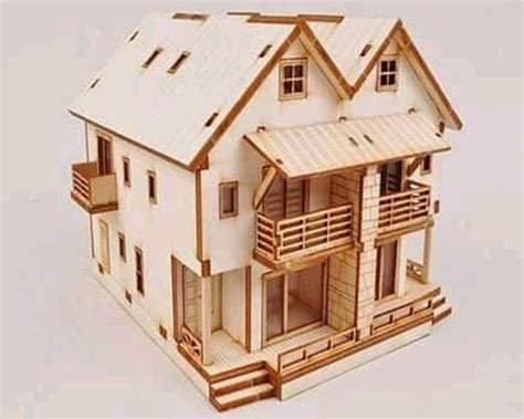 Laser Cut Wood House Model Cdr And Dxf File Free Download Vectors File
