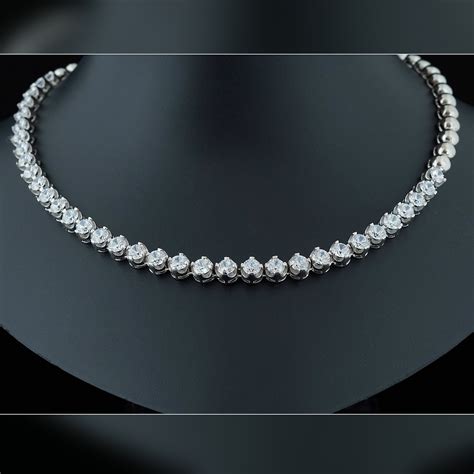 Single Line Diamond Necklace Over Sterling 925 Silverfor Etsy Uk