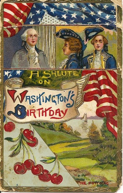 1911 Vintage Postcard A Salute On Washingtons Birthday Postcard