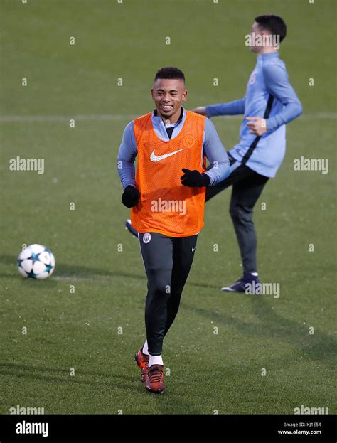 Manchester Citys Gabriel Jesus During The Training Session At The City