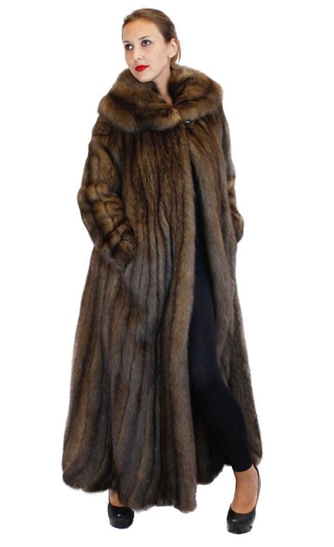 Natural Royal Barguzin Russian Sable Fur Extra Long Coat With Flared T