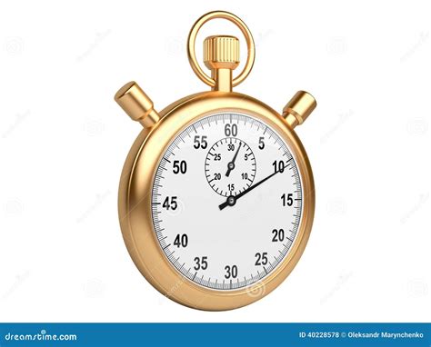 Gold Stopwatch Time Concept Isolated On A White Background Stock