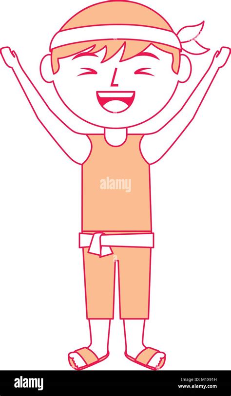 Funny Cartoon Chinese Man Standing Arms Up Stock Vector Image And Art Alamy