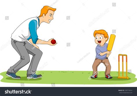Father And Son Playing Cricket Over 3 Royalty Free Licensable Stock