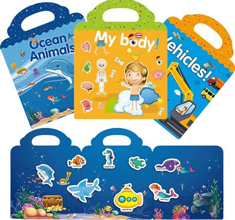 Reusable Sticker Books For Toddler Kids Age 2 4 3 Sets Body Car And
