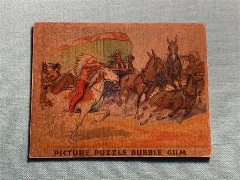 1933 Gum Wild West Rare Series B Picture Puzzle 49 Fighting Off