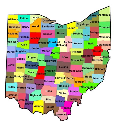 ohio county map with numbers