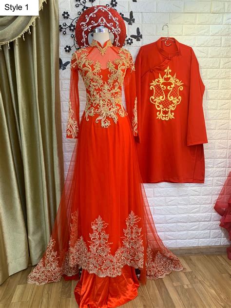 Beautiful Traditional Vietnamese Wedding Ao Dai In Red With Singapore Ph
