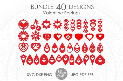 Valentine Earring Svg Bundle Heart Earring Cut Files Etsy
