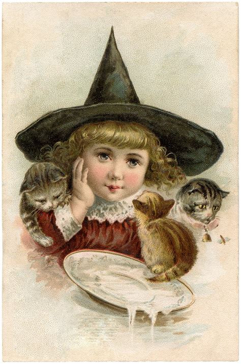Vintage Halloween Clip Art Precious Little Witch The