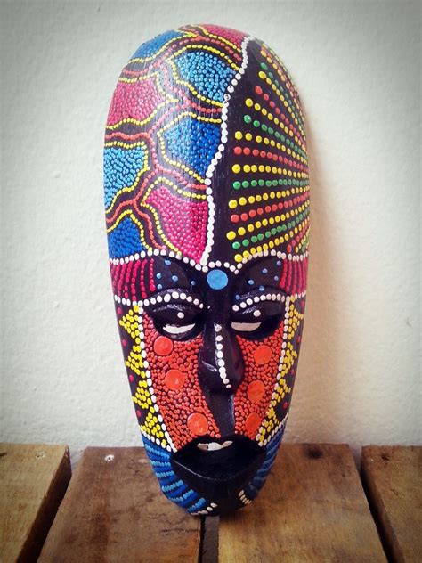 Wooden African Tribal Tiki Mask Hand Carvedandpainted Wood Wall Decor