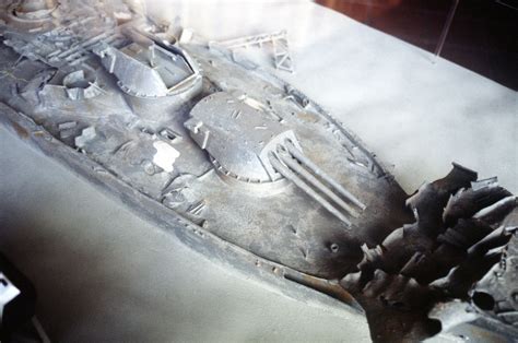A Closeup Of A Model Of The Wrecked Battleship Uss Arizona Bb 39 The