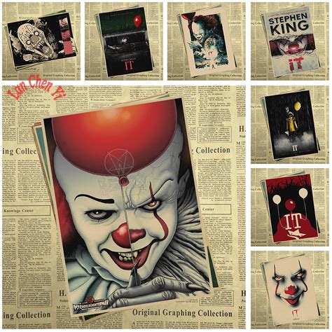 Expensive Price Of Horror Film Stephen King S It Kraft Paper Poster Bar Cafe Vintage High