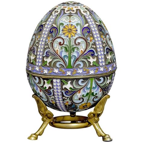 Large Russian Silver Gilt And Cloisonné Enamel Easter Egg At 1stdibs