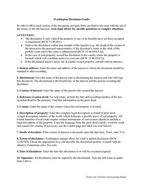 Spokane County Disclaimer of Interest Form | Washington | Deeds.com
