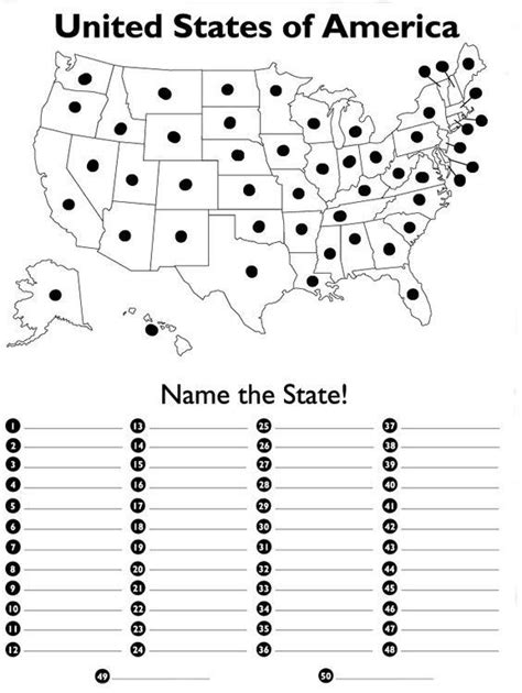 United States Map Blank Quiz