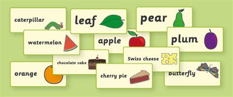 The Very Hungry Caterpillar Word Flashcards Free Early Years And Primary Teaching Resources