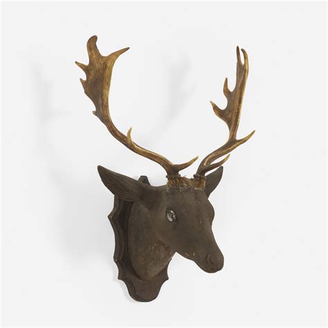 156 Folk Art Carved Deer Head